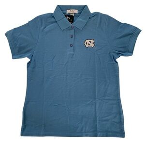 NWT Vantage UNC Logo Polo Shirt Short Sleeve Carolina Light Blue White Women’s M